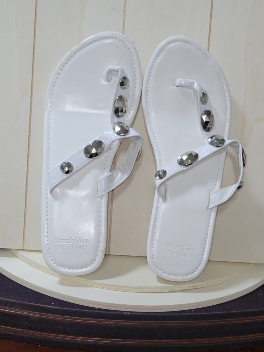 Simply Vera Vera Wang White Thong Style Wedge Flop [Item #SST01]